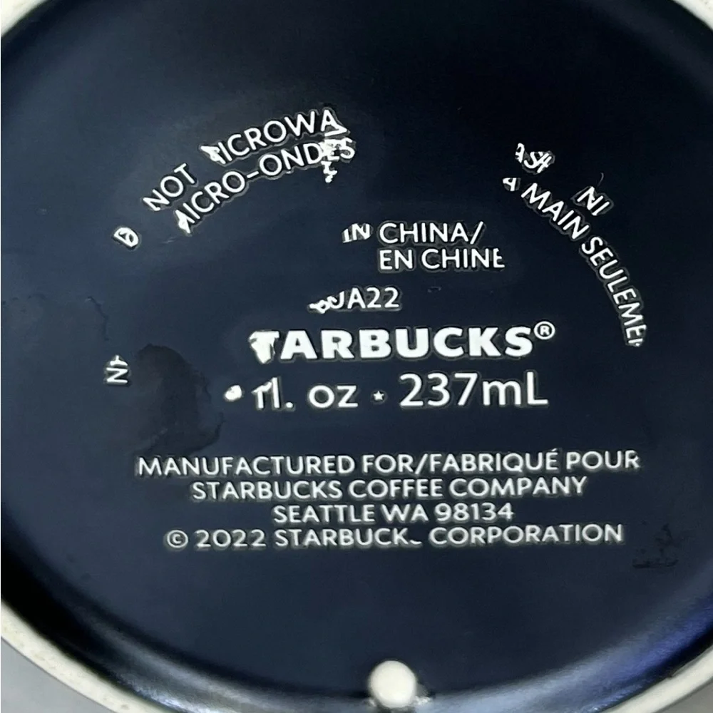 Starbucks Blue Iridescent Embossed Mermaid Logo Tumbler Mug Cup No Handle 8 oz‎